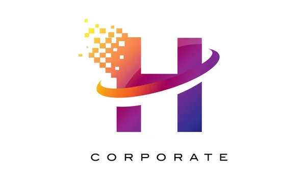 H harfi renkli gökkuşağı Logo tasarımı. — Stok Vektör