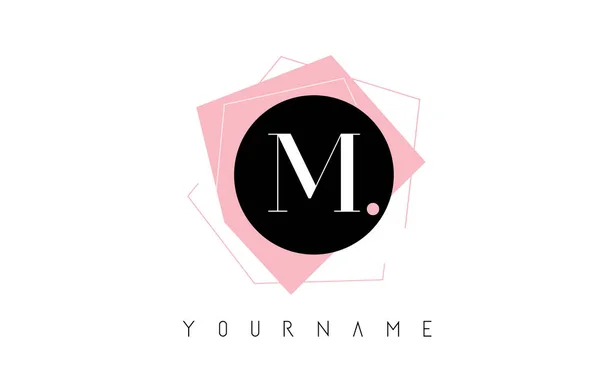 M brief Pastel geometrische vormige Logo ontwerp. — Stockvector