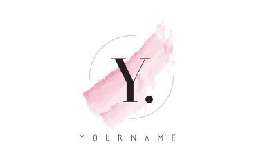 Pastel suluboya Aquarella fırça ile Y harfi Logo. 