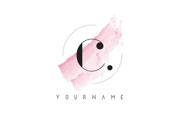 C Letra Logo con Pastel Acuarela Cepillo Aquarella . — Vector de stock