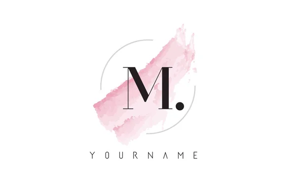 Letter M-Logo met Pastel aquarel Aquarella borstel. — Stockvector