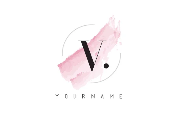 V Carta Logo con Pastel Acuarela Cepillo Aquarella . — Vector de stock