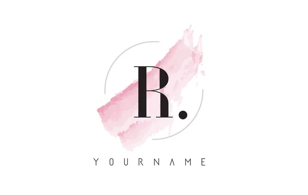 Logotipo de la letra R con pastel acuarela Aquarella Brush . — Vector de stock