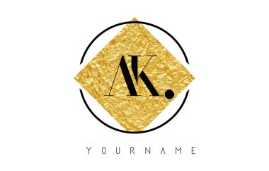 AK mektup Logo ile altın folyo doku.