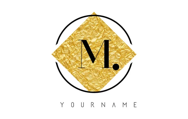 M lettre logo avec feuille d'or texture . — Image vectorielle