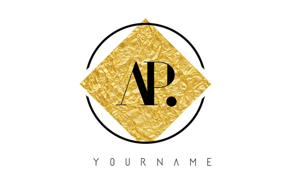 Logo de la carta AP con textura de lámina de oro . — Vector de stock