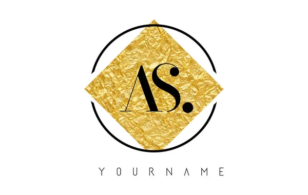 Logotipo de la carta AS con textura de lámina de oro . — Vector de stock