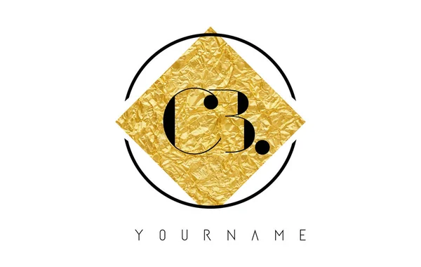 Logo CB Carta con textura de lámina de oro . — Vector de stock