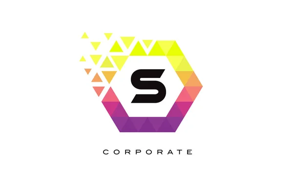 S การออกแบบโลโก้ตัวอักษรรูปหกเหลี่ยมสีสันสดใส . — ภาพเวกเตอร์สต็อก