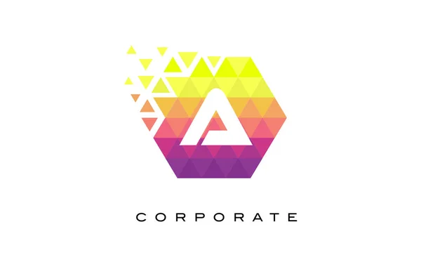 A Colorful Hexagonal Letter Logo Design with Rainbow Mosaic Pattern. — Stock Vector