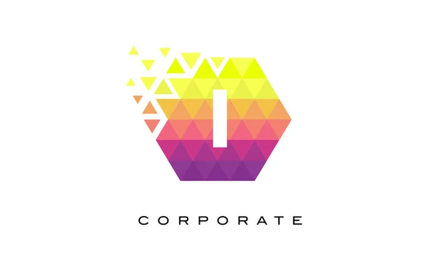 I Colorful Hexagonal Letter Logo Design with Rainbow Mosaic Pattern. — Stock Vector