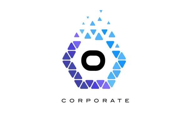 Logo lettre hexagone bleu avec triangles . — Image vectorielle