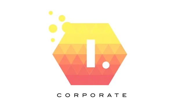 Logo lettre en forme d'hexagone orange I avec bulles . — Image vectorielle