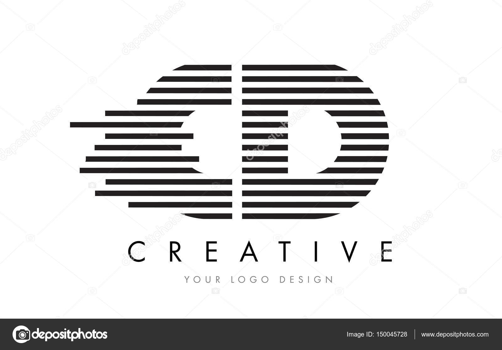 Cd C D Zebra Letter Logo Design With Black And White Stripes