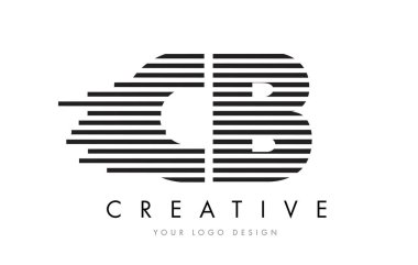 CB C B Zebra Letter Logo Design with Black and White Stripes clipart