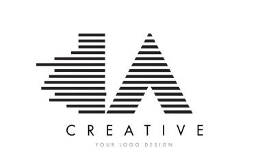 IA I A Zebra Letter Logo Design with Black and White Stripes clipart