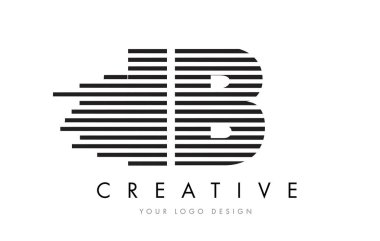 IB Ben B Zebra harf Logo tasarımı siyah ve beyaz çizgili