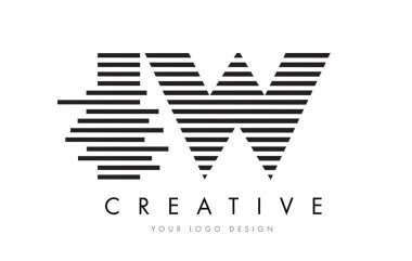 IW Ben W Zebra harf Logo tasarımı siyah ve beyaz çizgili