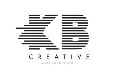 KB K B Zebra Letter Logo Design with Black and White Stripes clipart
