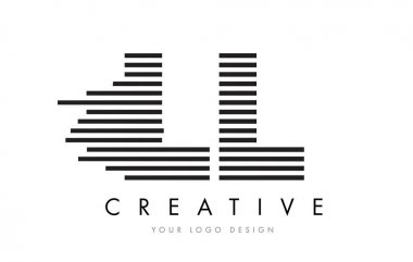 LL L Zebra Letter Logo Design with Black and White Stripes clipart
