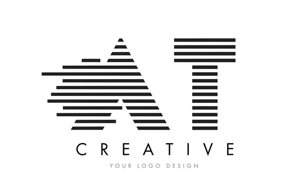 AT A T Zebra Lettre Logo Design avec rayures noires et blanches — Image vectorielle