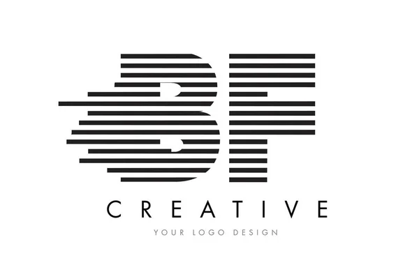 BF B F Zebra Letter Logo Design with Black and White Stripes — Stock Vector