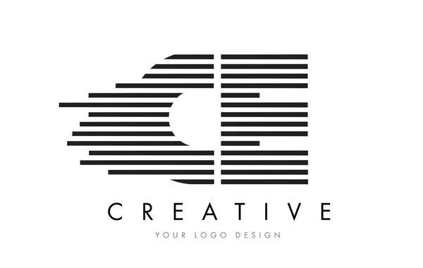 Logo lettera CE C E Zebra Design con strisce in bianco e nero — Vettoriale Stock