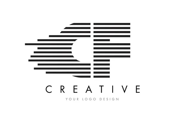 CF C F Zebra Lettera Logo Design con strisce in bianco e nero — Vettoriale Stock