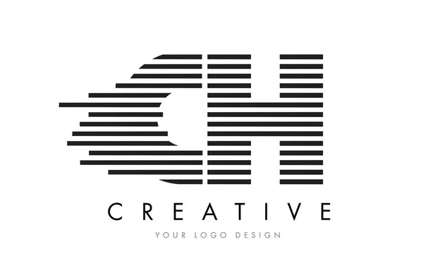 CH C H Zebra Letter Logo Design with Black and White Stripes — Stock Vector
