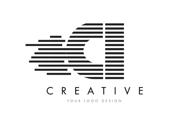 CI C I Zebra Letter Logo Design with Black and White Stripes — Stock Vector