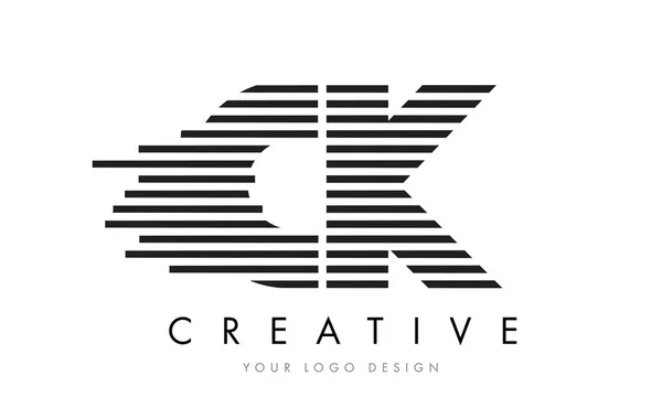 Ck C K 斑马字母标志设计有黑色和白色的条纹 — 图库矢量图片