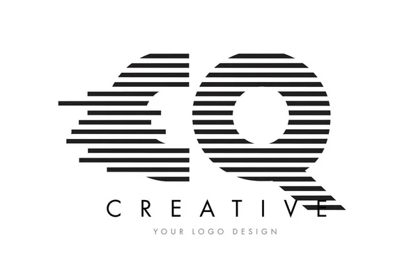 Diseño del logotipo de la letra de CQ C Q Zebra con rayas en blanco y negro — Archivo Imágenes Vectoriales