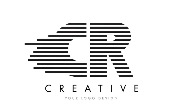 CR C R Zebra Lettre Logo Design avec des rayures noires et blanches — Image vectorielle