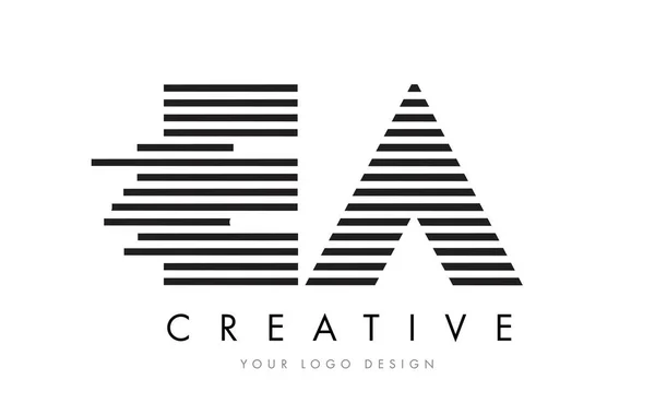 Ea e a Zebra Letter Logo Design mit schwarzen und weißen Streifen — Stockvektor