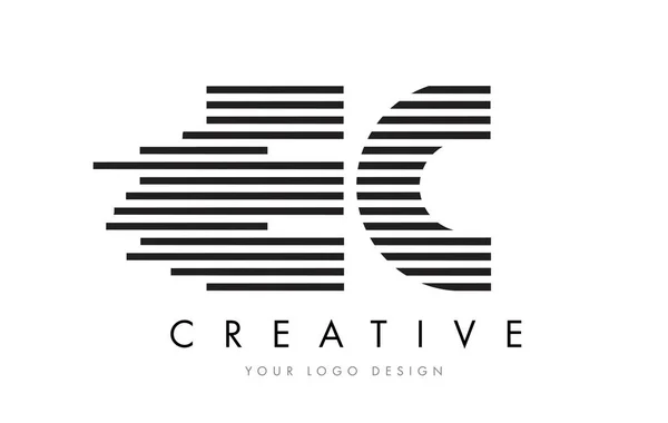 EC E C Zebra Letter Logo Design with Black and White Stripes — Stock Vector