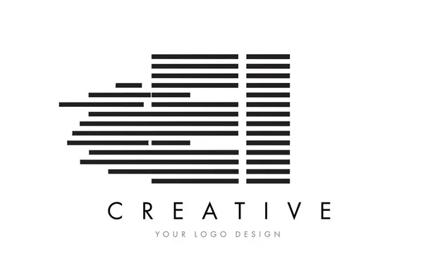 EI E I Zebra Carta Logo Design com listras pretas e brancas — Vetor de Stock