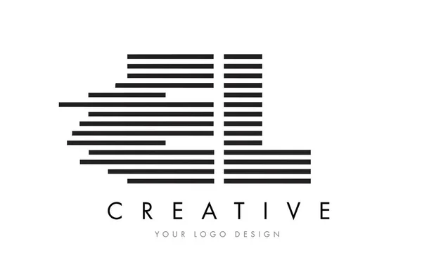 Зебра Ель E L листа дизайн логотипа з чорно-білі смуги — стоковий вектор