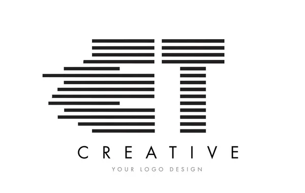 Logo Lettre Zèbre ET E T Design avec rayures noires et blanches — Image vectorielle