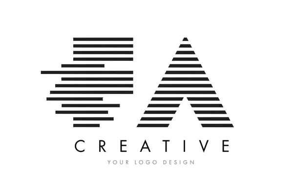 Diseño del logotipo de la letra FA F A Zebra con rayas en blanco y negro — Archivo Imágenes Vectoriales