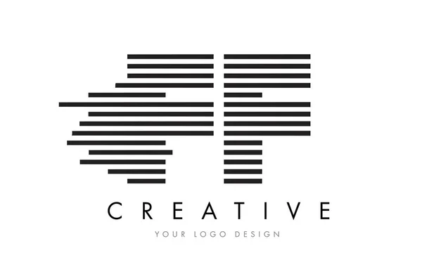 FF F F Zebra Carta Logo Design com listras pretas e brancas — Vetor de Stock