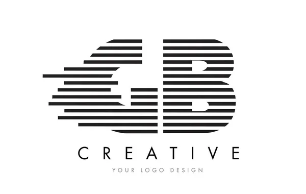 GB G B Zebra Letter Logo Design with Black and White Stripes — Stock Vector