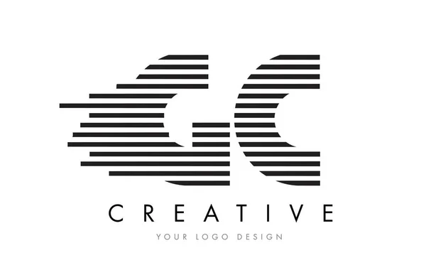 GC G C Zebra brief Logo ontwerp met zwarte en witte strepen — Stockvector