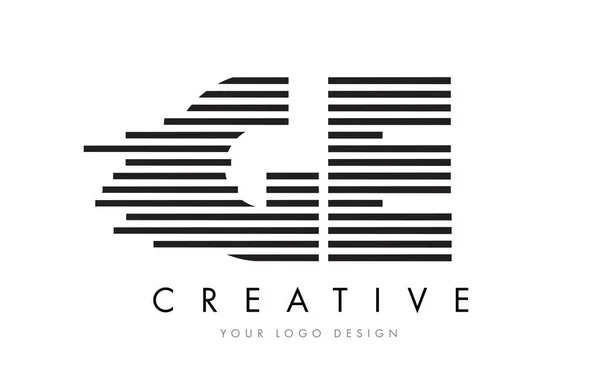 GE G E Zebra Letter Logo Design with Black and White Stripes — Stock Vector