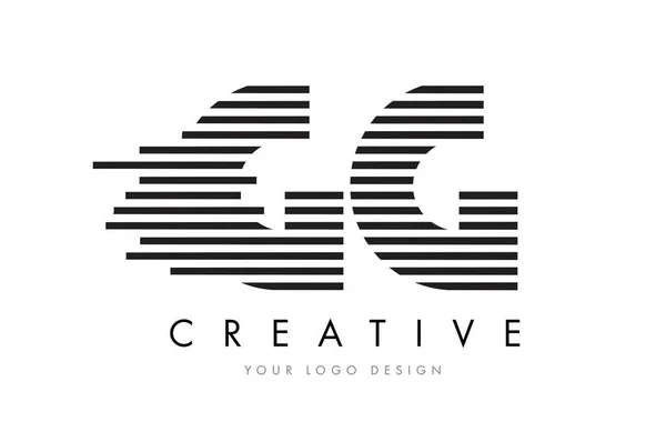 GG G G Zebra Letter Logo Design with Black and White Stripes — Stock Vector