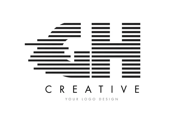 GH G H Zebra Logo tasarımı siyah ve beyaz çizgili harf — Stok Vektör