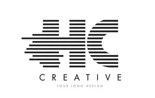 HC H C Zebra Lettre Logo Design avec rayures noires et blanches — Image vectorielle