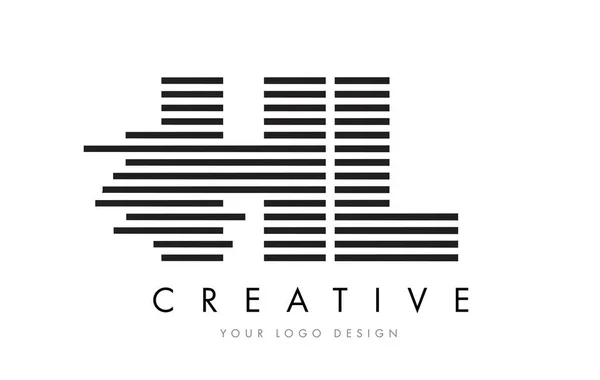 Зебра HL H L листа дизайн логотипа з чорно-білі смуги — стоковий вектор