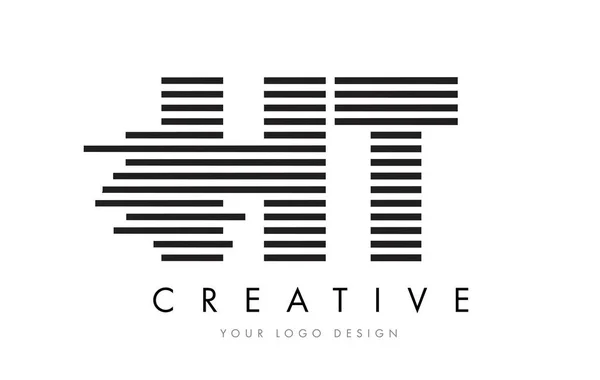 HT H T Zebra dopis Logo Design s pruhy černé a bílé — Stockový vektor