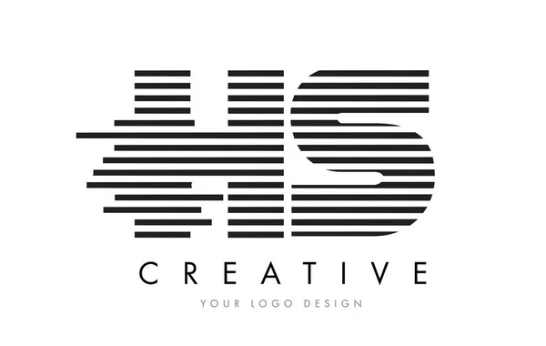 HS H S Zebra Letter Logo Design with Black and White Stripes — Stock Vector