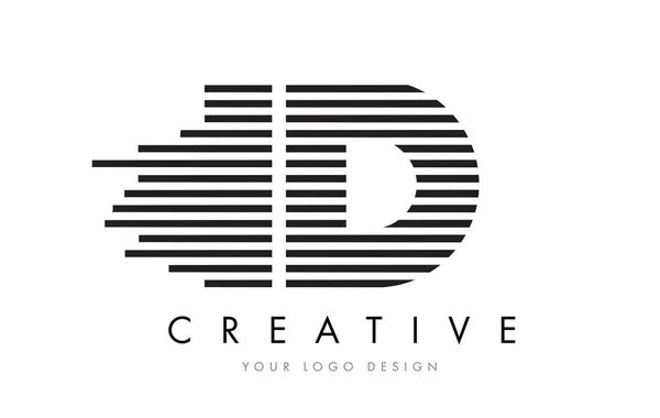 ID I D Logo lettre zèbre avec rayures noires et blanches — Image vectorielle